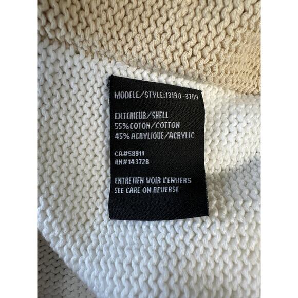 Tribal Women Colorblock Sweater Cream Grey Petite Small Resort Beach Oversized - Picture 7 of 8